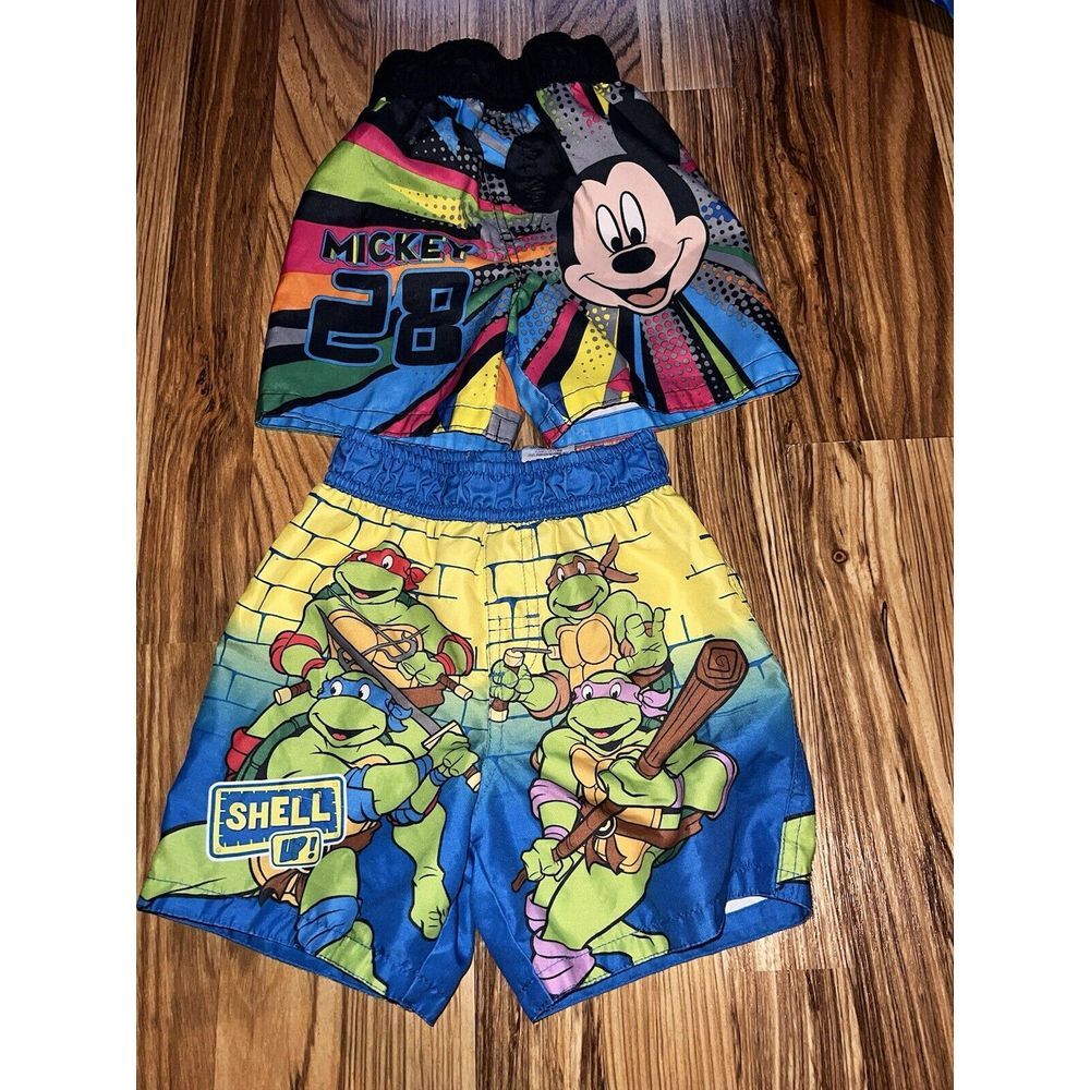 Disney Baby Size 18 Months Infant Swim Trunks Mickey Mouse Ninja Turtles